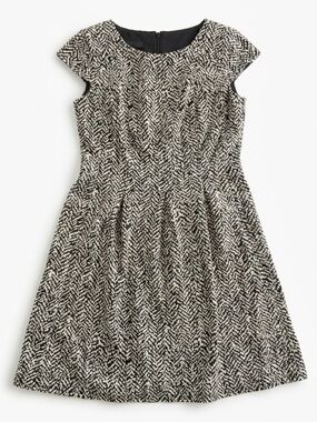 AB Studio Black & White Herringbone Fit Flare Knee-Length Size 6 Autumn Dress